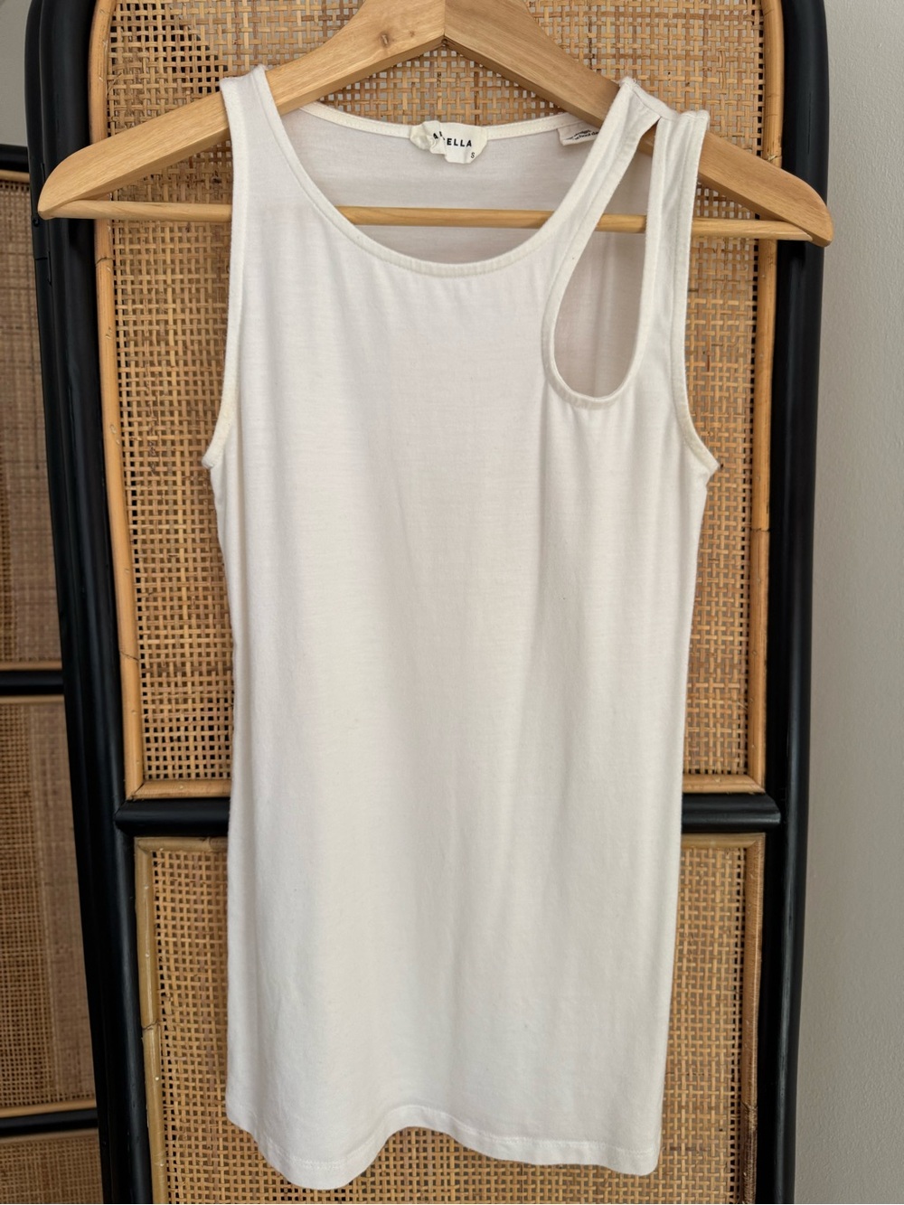Marcella White Asymmetric Strap Tank Top